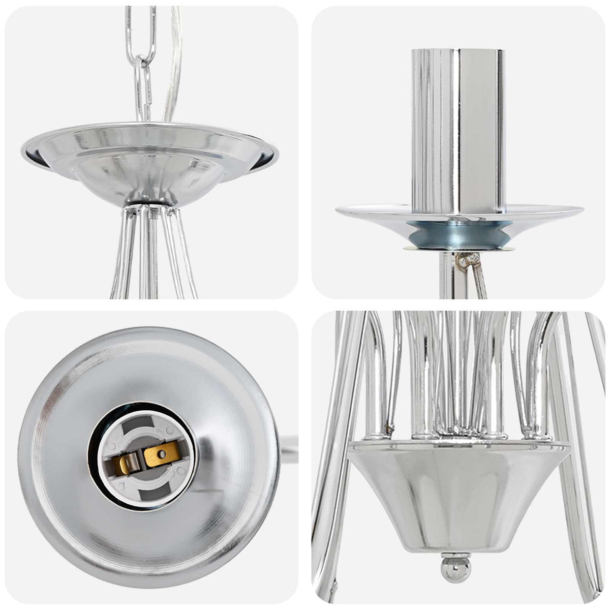 Adjustable Chandelier E14 Metal Chrome Ø 78 x 101 cm