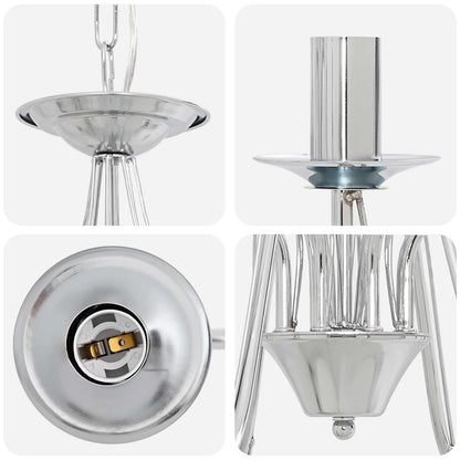 Adjustable Chandelier E14 Metal Chrome Ø 78 x 101 cm