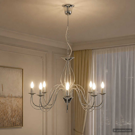 Adjustable Chandelier E14 Metal Chrome Ø 78 x 101 cm