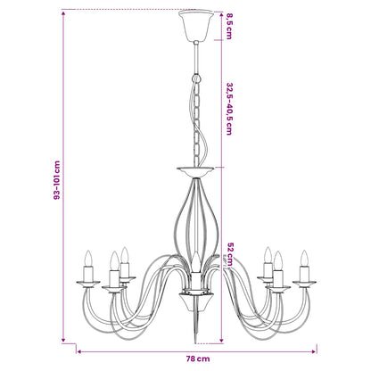 Adjustable Chandelier E14 Metal Gold Ø 78 x 101 cm