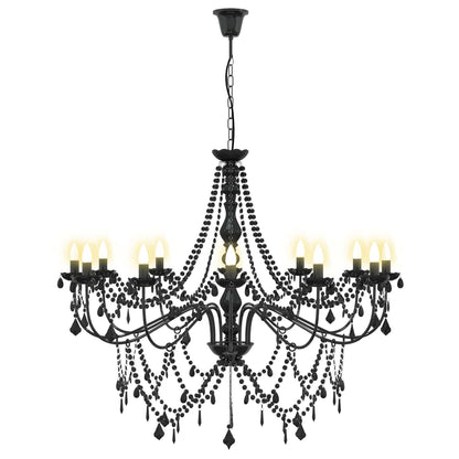 Adjustable Chandelier with Beads E14 Metal and Acrylic Black