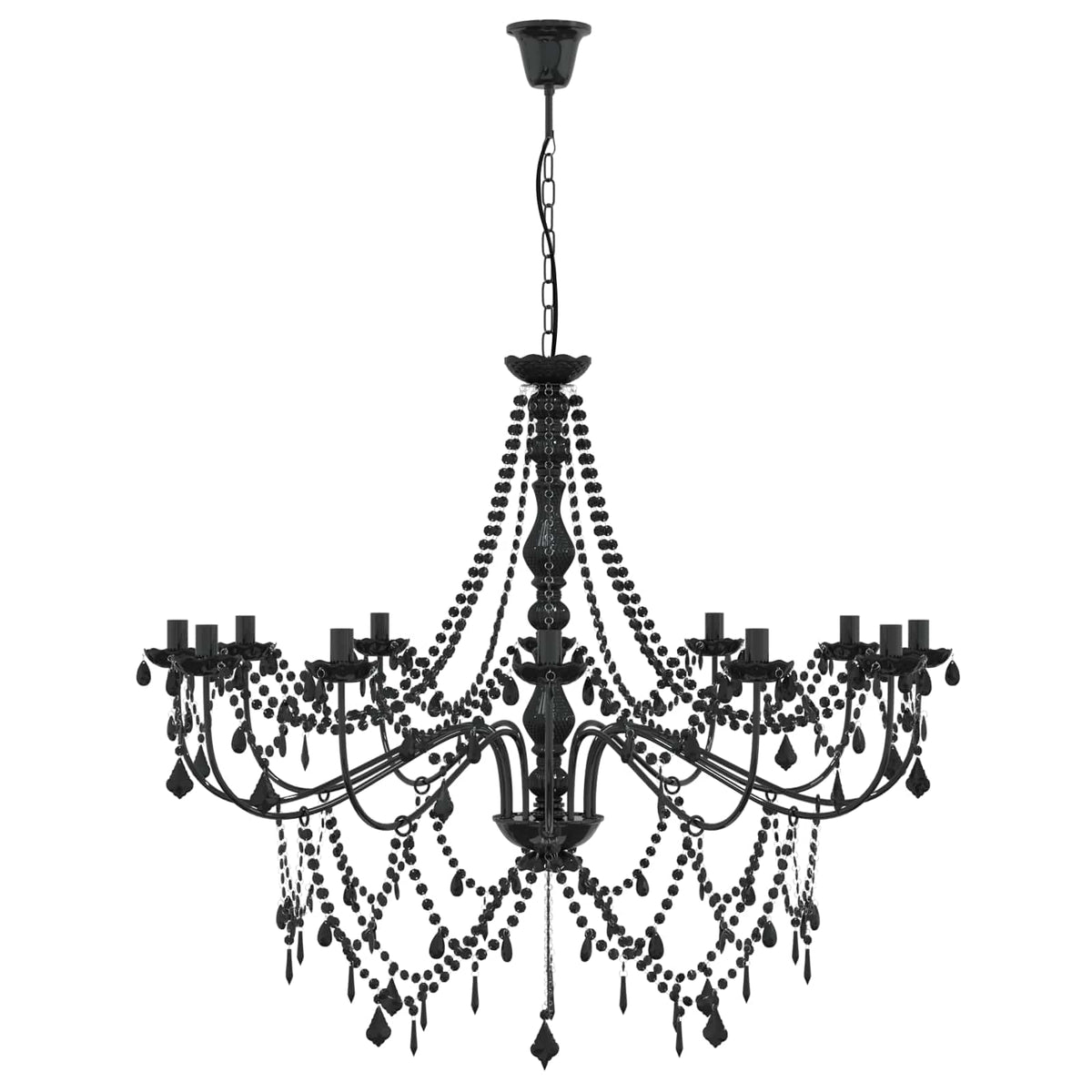 Adjustable Chandelier with Beads E14 Metal and Acrylic Black