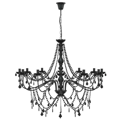 Adjustable Chandelier with Beads E14 Metal and Acrylic Black