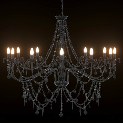 Adjustable Chandelier with Beads E14 Metal and Acrylic Black