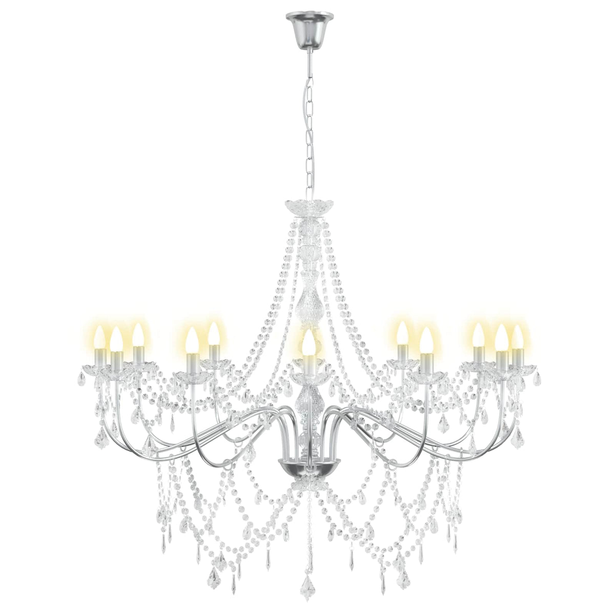 Adjustable Chandelier with Beads E14 Metal and Acrylic Chrome