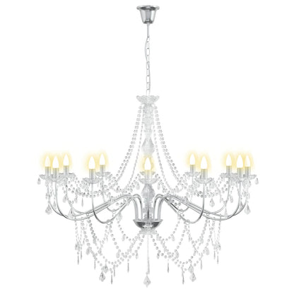 Adjustable Chandelier with Beads E14 Metal and Acrylic Chrome