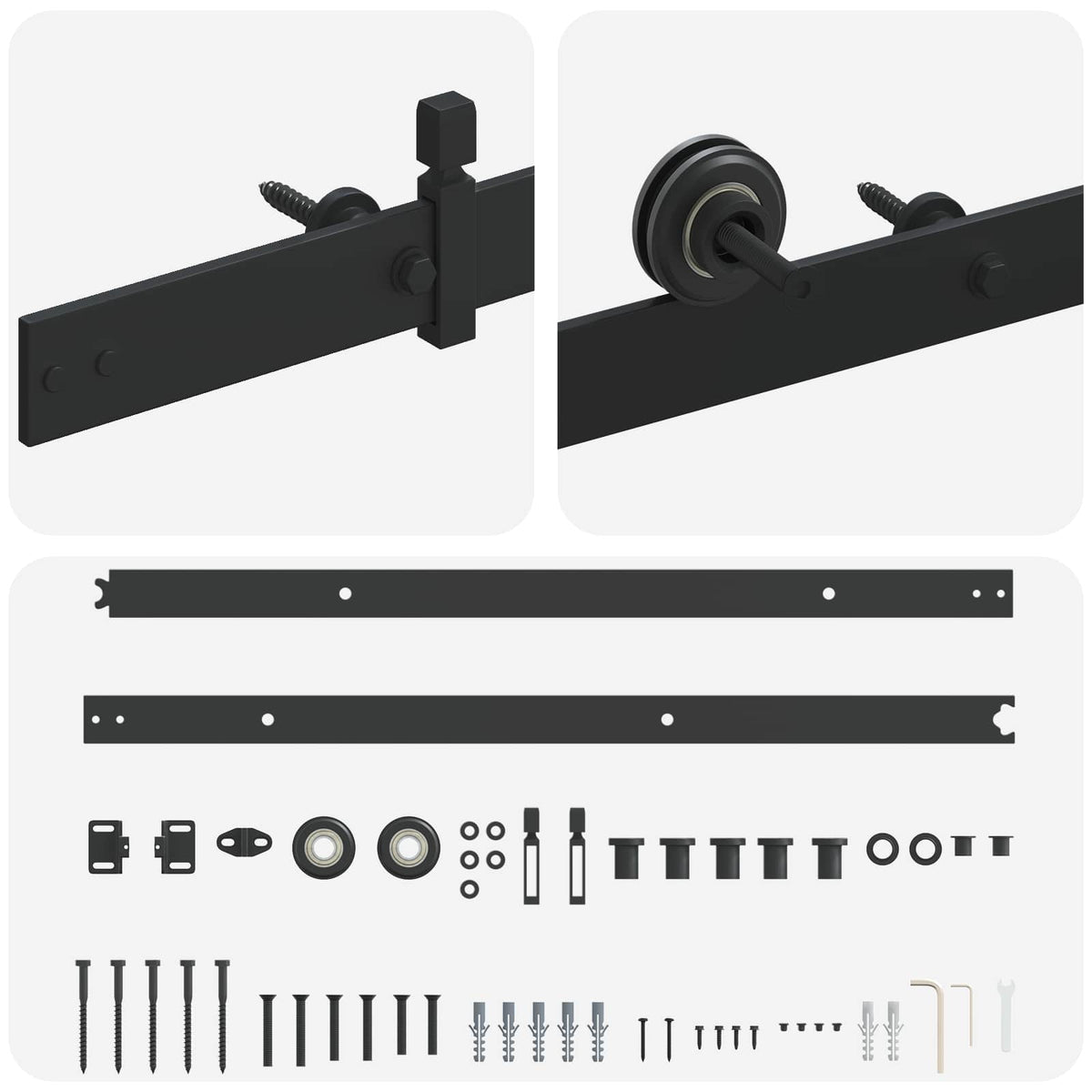 Sliding Door Hardware Kit 152.4 cm Steel Black