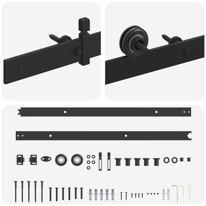 Sliding Door Hardware Kit 152.4 cm Steel Black