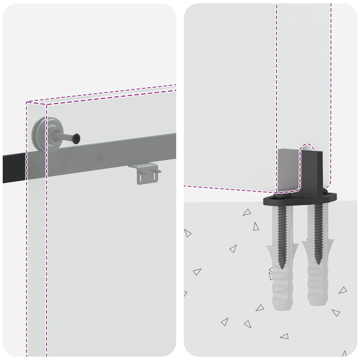 Sliding Door Hardware Kit 152.4 cm Steel Black