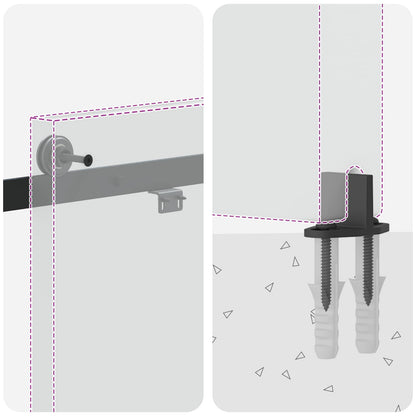 Sliding Door Hardware Kit 152.4 cm Steel Black