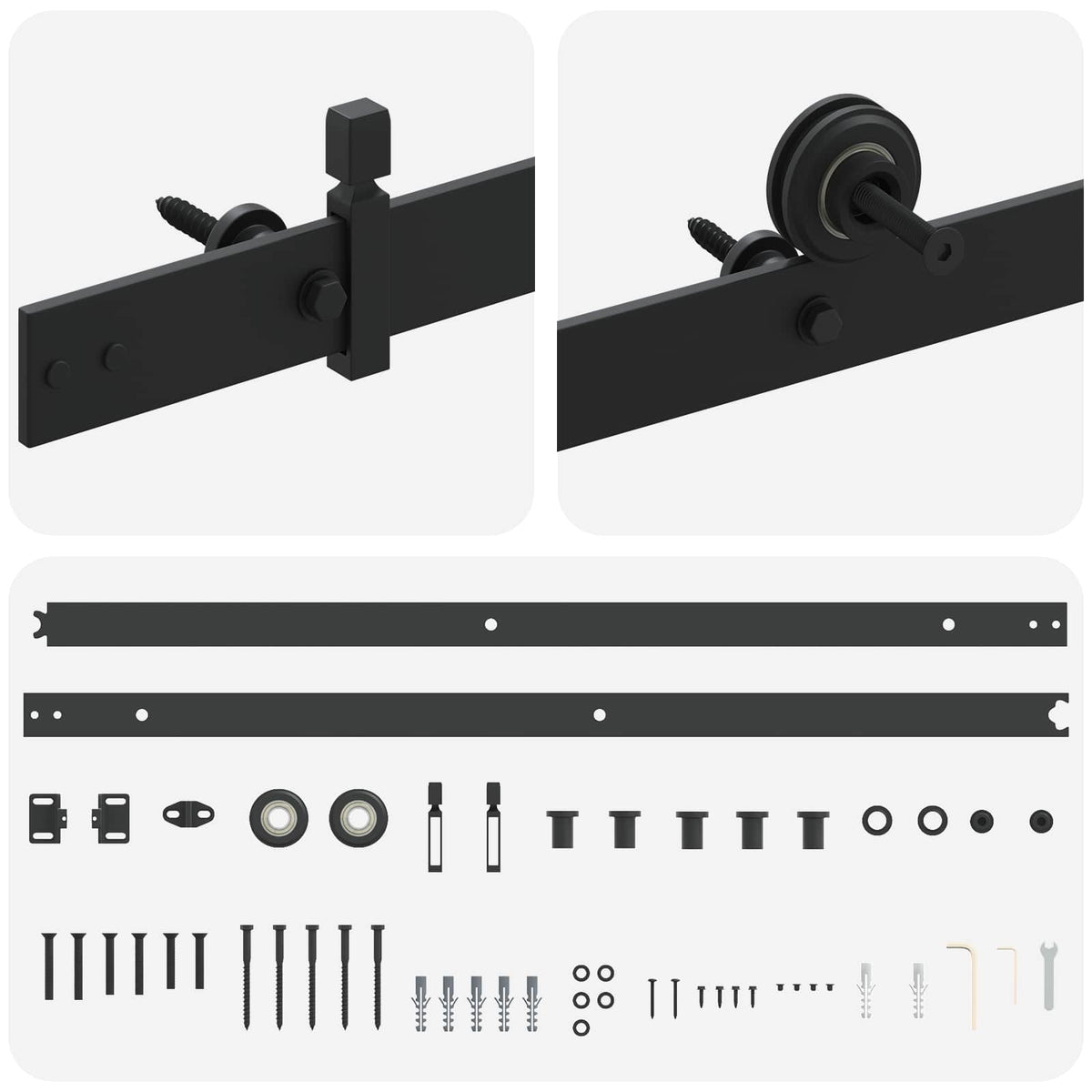 Sliding Door Hardware Kit 200 cm Steel Black