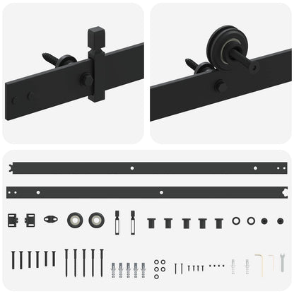 Sliding Door Hardware Kit 200 cm Steel Black