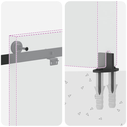 Sliding Door Hardware Kit 200 cm Steel Black