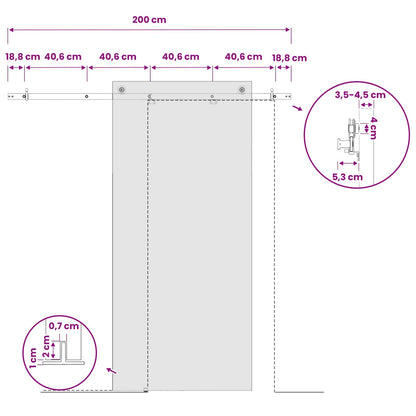Sliding Door Hardware Kit 200 cm Steel Black