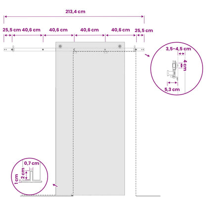 Sliding Door Hardware Kit 213.4 cm Steel Black