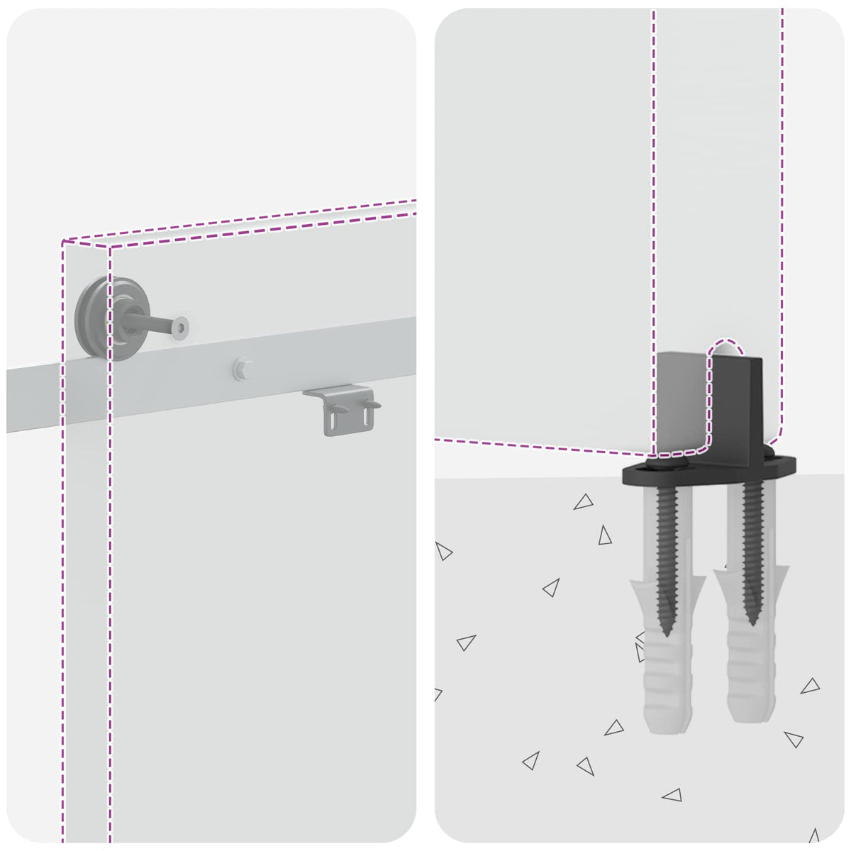 Sliding Door Hardware Kit 152.4 cm Steel White