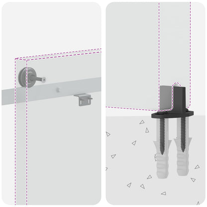 Sliding Door Hardware Kit 152.4 cm Steel White