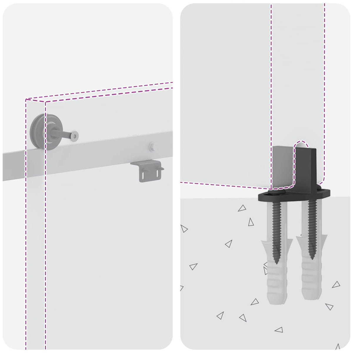Sliding Door Hardware Kit 183 cm Steel White