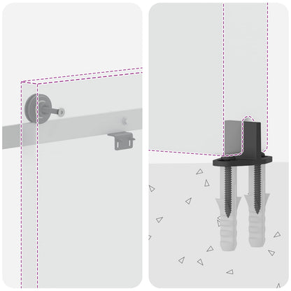 Sliding Door Hardware Kit 183 cm Steel White