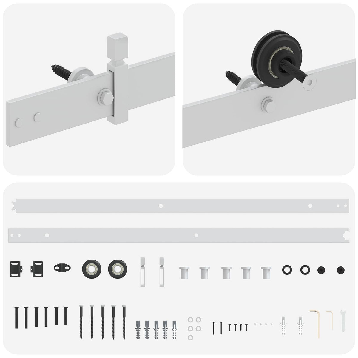 Sliding Door Hardware Kit 213.4 cm Steel White
