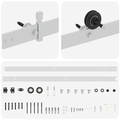 Sliding Door Hardware Kit 213.4 cm Steel White