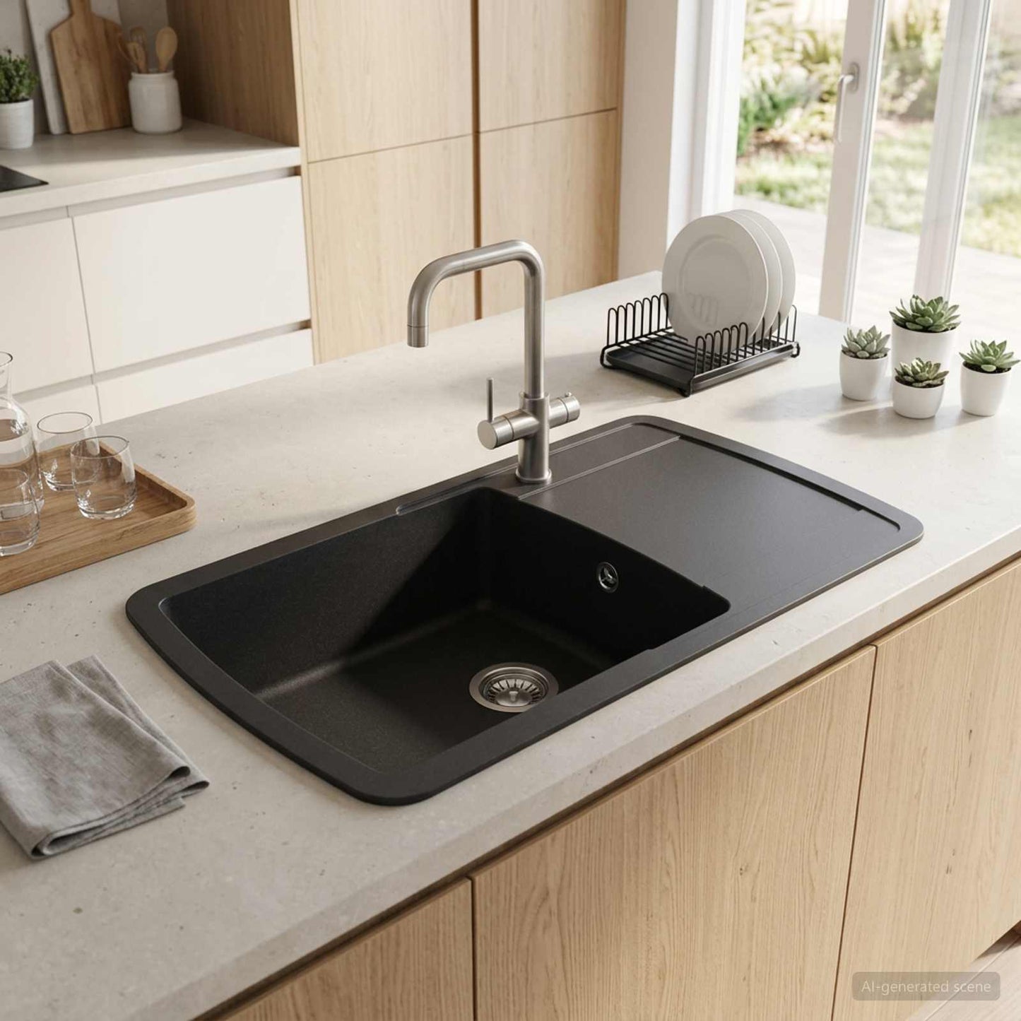 Kitchen Sink Single Basin Granite 78 x 50 x 31 cm Graphite