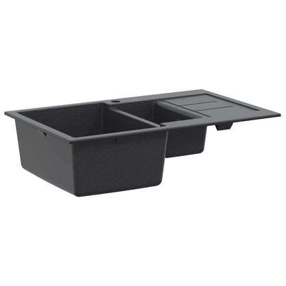Kitchen Sink Double Basin Granite 80 x 50 x 30.5 cm Graphite