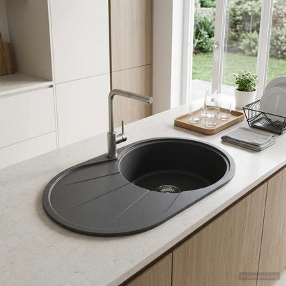 Kitchen Sink Single Basin Granite 77 x 49 x 20.5 cm Graphite