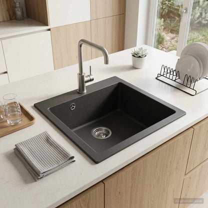 Kitchen Sink Single Basin Granite 42.5 x 50 x 31 cm Graphite