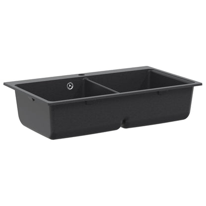 Kitchen Sink Double Basin Granite 86 x 51 x 30 cm Graphite