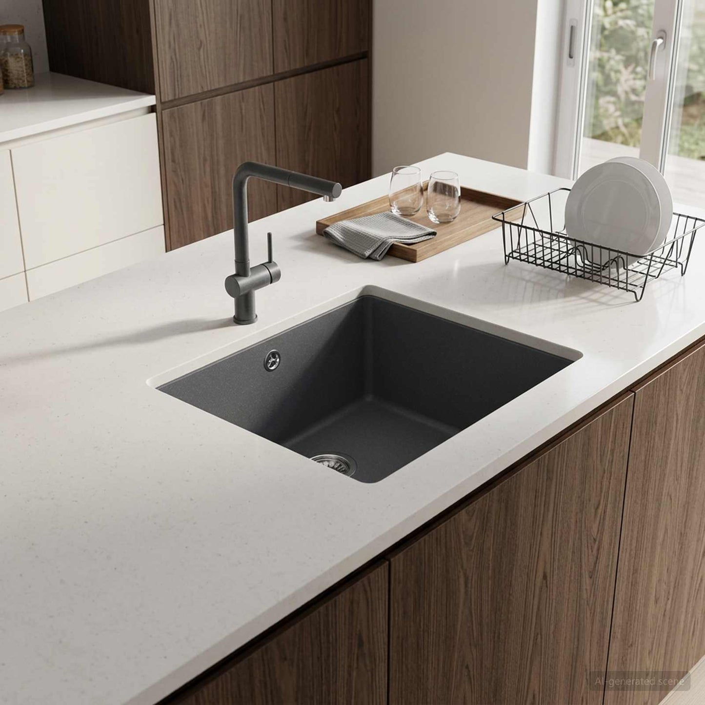 Kitchen Sink Single Basin Granite 42 x 46 x 31 cm Graphite
