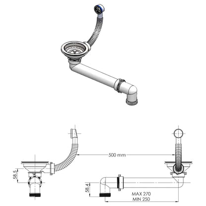 Kitchen Sink Single Basin Granite 49 x 51 x 30.5 cm Graphite