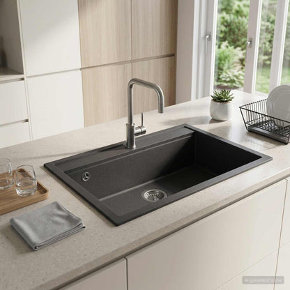 Kitchen Sink Single Basin Granite 79.5 x 50.5 x 20 cm Graphite