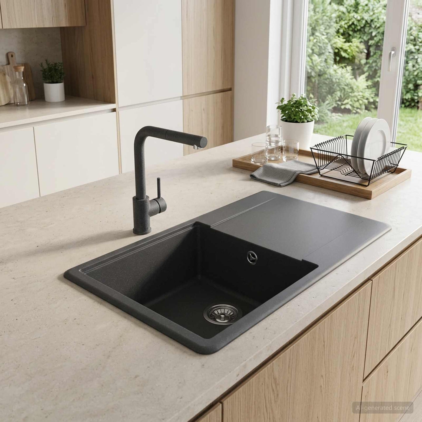 Kitchen Sink Single Basin Granite 67 x 46 x 19 cm Graphite
