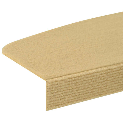 Stair Mats 15 pcs 56 x 17 x 3 cm Beige Polyester Half-round