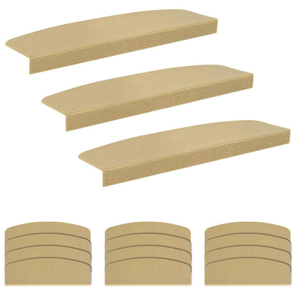 Stair Mats 15 pcs 56 x 17 x 3 cm Beige Polyester Half-round