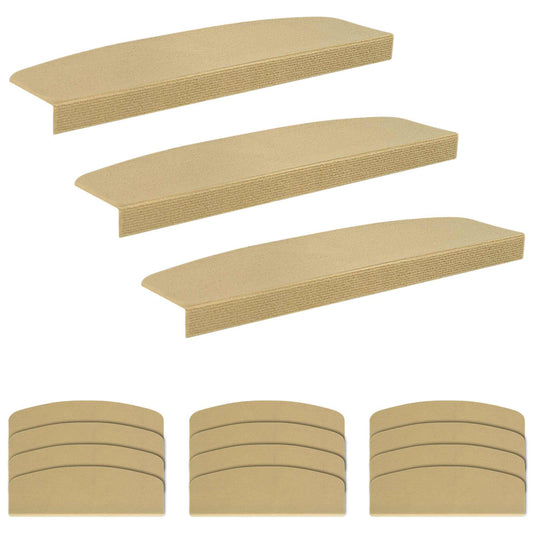 Stair Mats 15 pcs 56 x 17 x 3 cm Beige Polyester Half-round