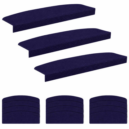 Stair Mats 15 pcs 56 x 17 x 3 cm Blue Polyester Half-round