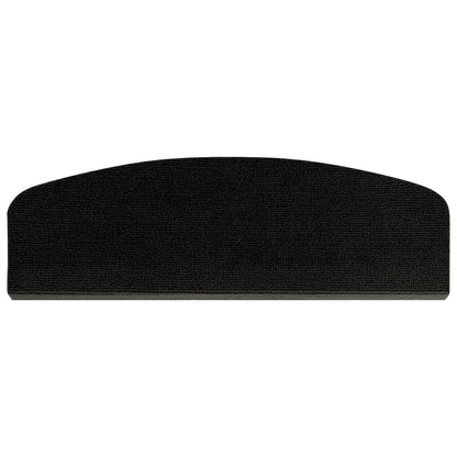 Stair Mats 15 pcs 56 x 17 x 3 cm Black Polyester Half-round