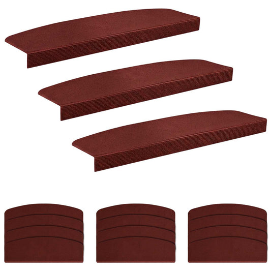 Stair Mats 15 pcs 56 x 17 x 3 cm Burgundy Polyester Half-round