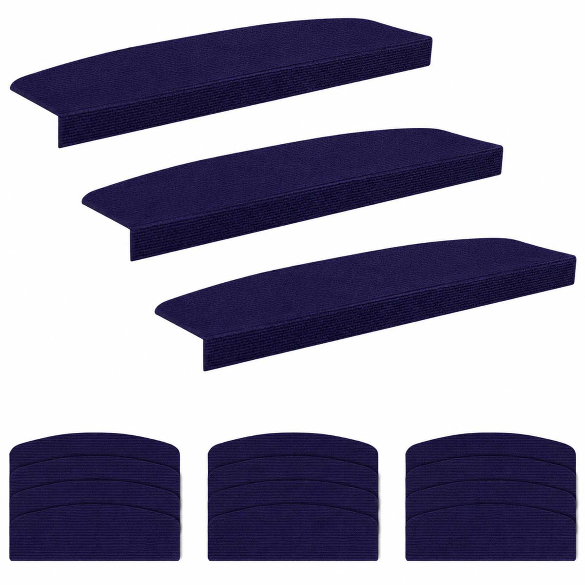 Stair Mats 15 pcs 65 x 21 x 4 cm Blue Polyester Half-round