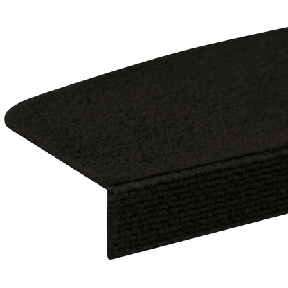 Stair Mats 15 pcs 65 x 21 x 4 cm Black Polyester Half-round