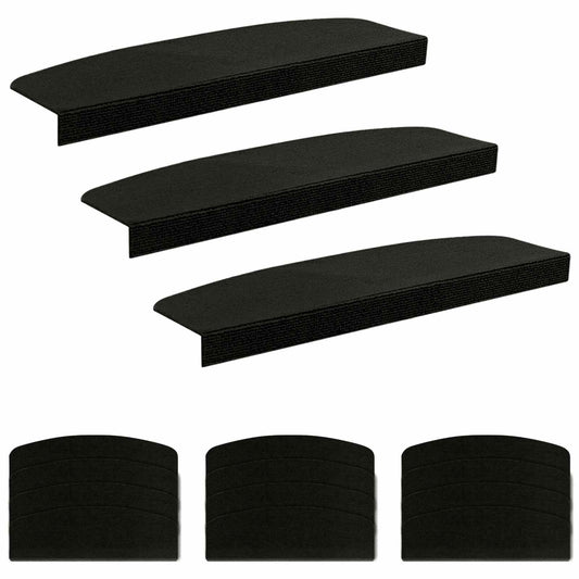 Stair Mats 15 pcs 65 x 21 x 4 cm Black Polyester Half-round