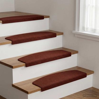 Stair Mats 15 pcs 65 x 21 x 4 cm Burgundy Polyester Half-round