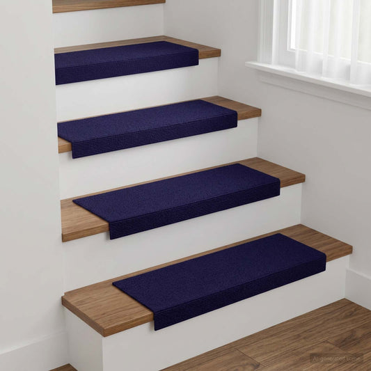 Stair Mats 15 pcs 65 x 21 x 4 cm Blue Polyester Rectangular