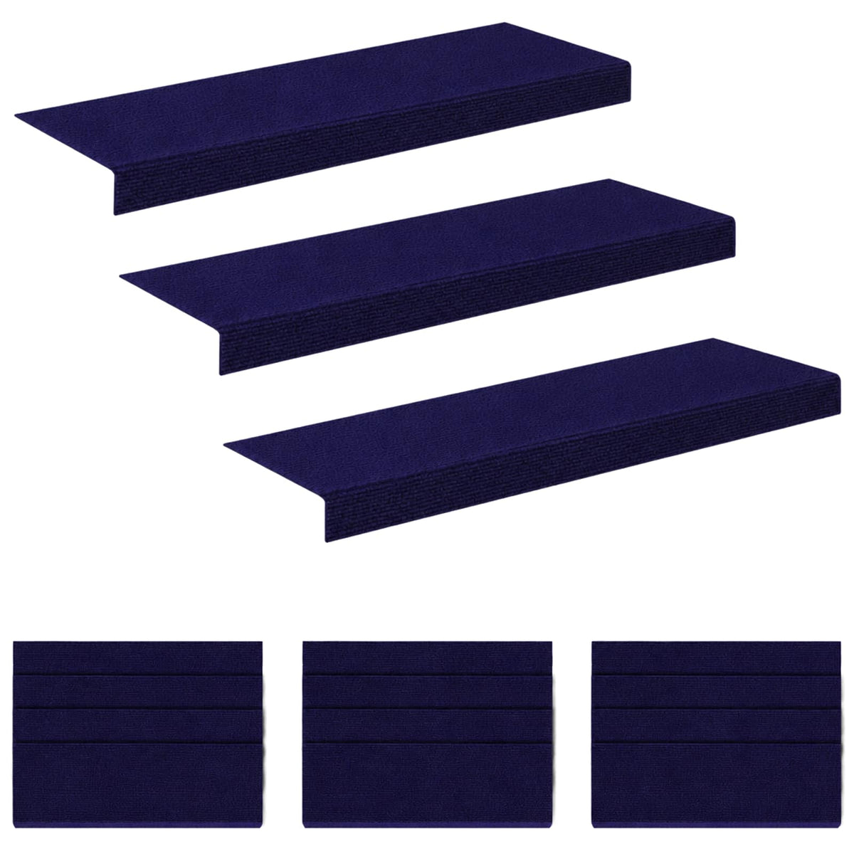 Stair Mats 15 pcs 65 x 21 x 4 cm Blue Polyester Rectangular
