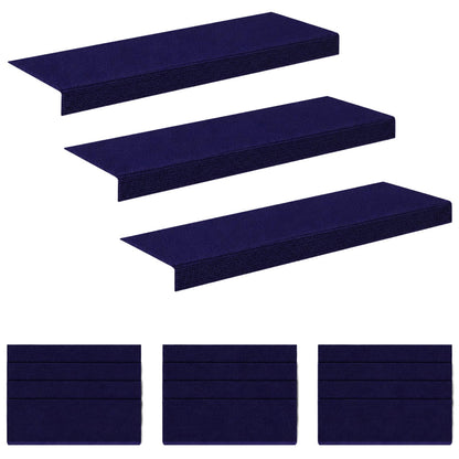 Stair Mats 15 pcs 65 x 21 x 4 cm Blue Polyester Rectangular