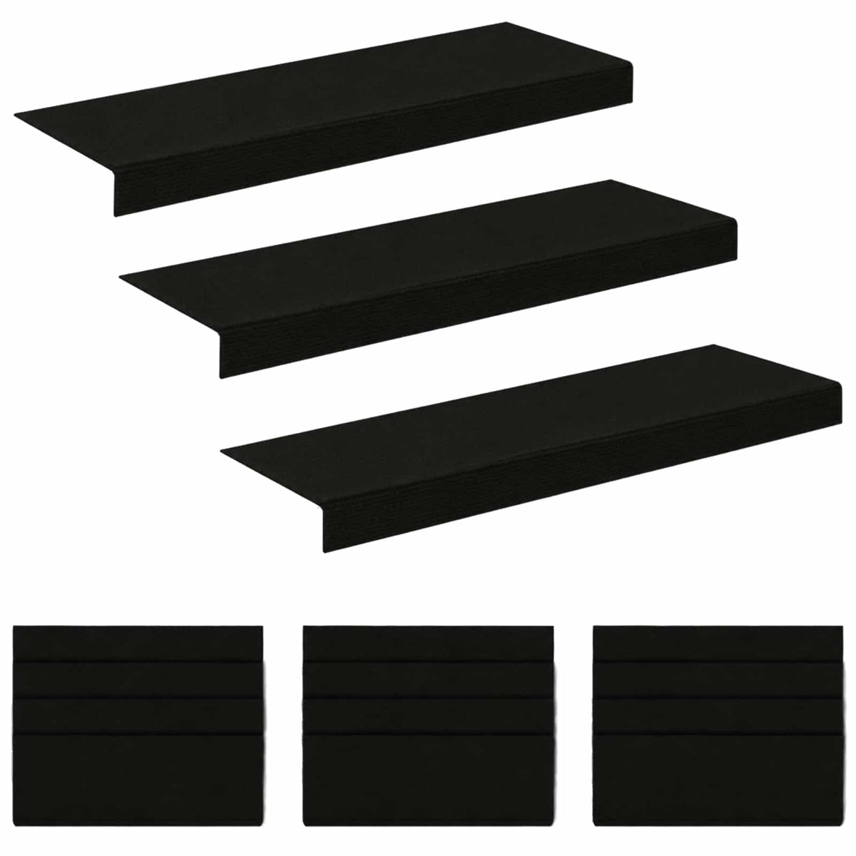 Stair Mats 15 pcs 65 x 21 x 4 cm Black Polyester Rectangular