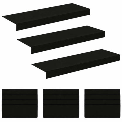 Stair Mats 15 pcs 65 x 21 x 4 cm Black Polyester Rectangular