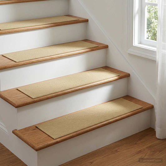 Stair Mats 15 pcs 76 x 20 cm Beige Polyester Rectangular